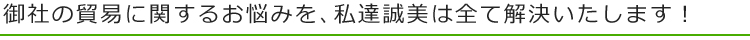 御社の貿易に関するお悩みを、私達誠美は全て解決いたします！